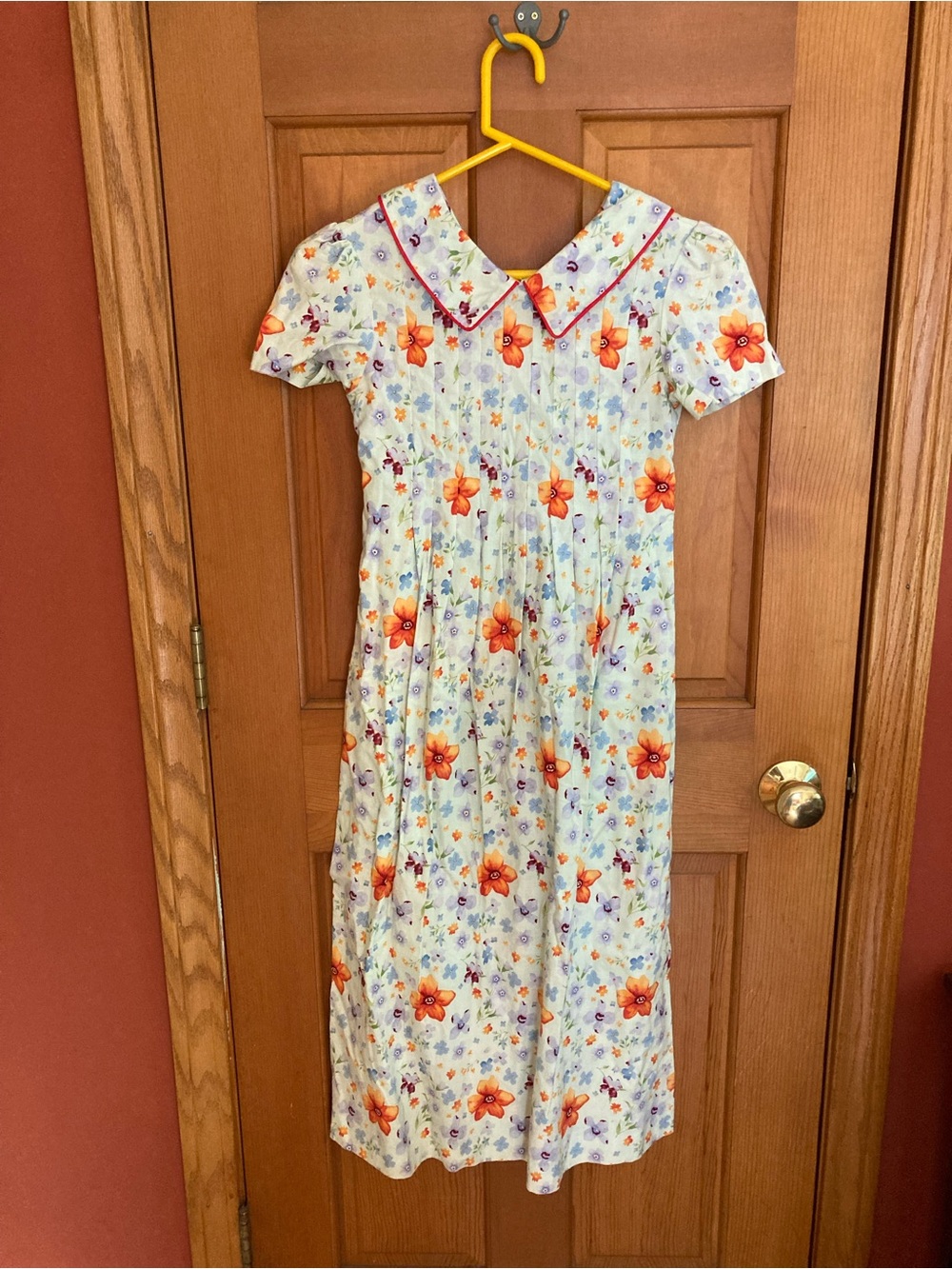 Vintage 70s 80s Girls Dress Size 9 10 Handmade Floral Cottagecore Prairie